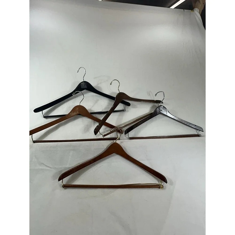 Wooden Coat & Suit Hangers Lot of 10 Mixed Styles Vintage Heavy Duty Closet